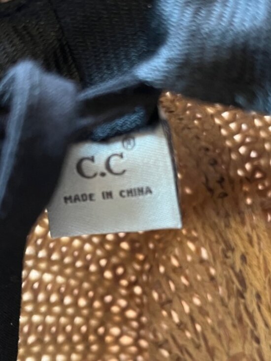 C.C Fedora Knitted Hat - Natural Beige with Dark leather Band. Adjustable - Picture 8 of 8